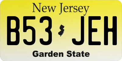NJ license plate B53JEH