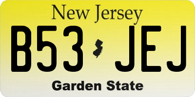 NJ license plate B53JEJ