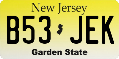 NJ license plate B53JEK