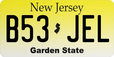 NJ license plate B53JEL