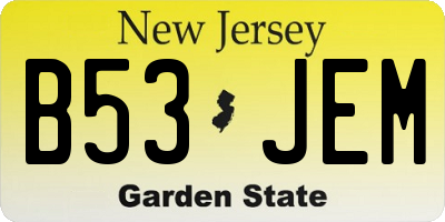 NJ license plate B53JEM