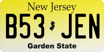 NJ license plate B53JEN