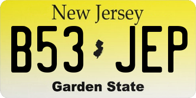 NJ license plate B53JEP