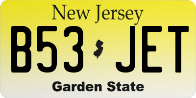 NJ license plate B53JET
