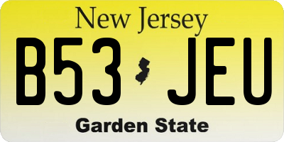 NJ license plate B53JEU