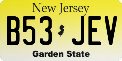 NJ license plate B53JEV