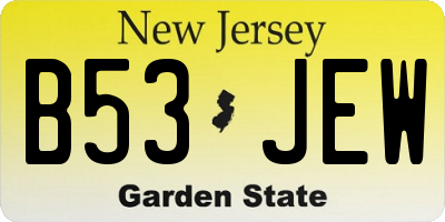 NJ license plate B53JEW