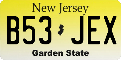 NJ license plate B53JEX