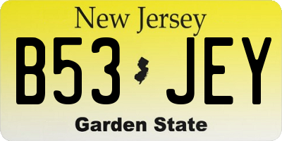 NJ license plate B53JEY