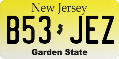 NJ license plate B53JEZ