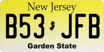 NJ license plate B53JFB