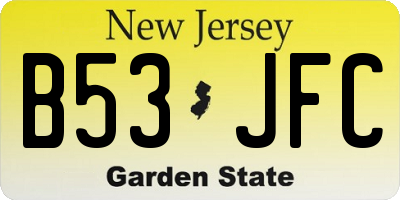 NJ license plate B53JFC