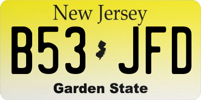 NJ license plate B53JFD