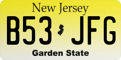 NJ license plate B53JFG