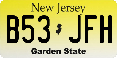 NJ license plate B53JFH