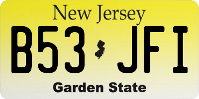 NJ license plate B53JFI