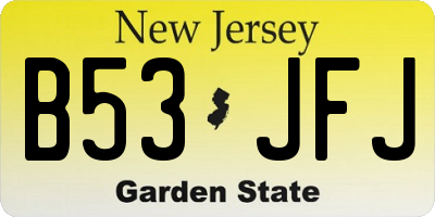NJ license plate B53JFJ