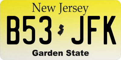 NJ license plate B53JFK