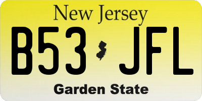 NJ license plate B53JFL