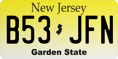 NJ license plate B53JFN