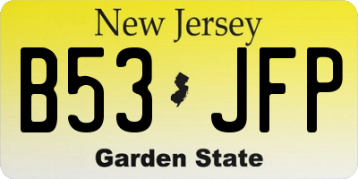 NJ license plate B53JFP