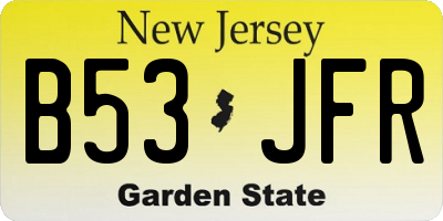 NJ license plate B53JFR