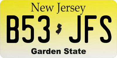 NJ license plate B53JFS
