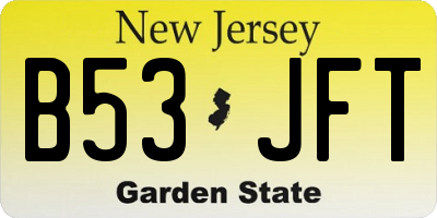 NJ license plate B53JFT
