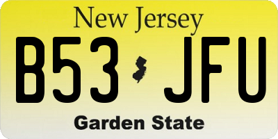 NJ license plate B53JFU