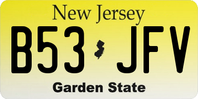 NJ license plate B53JFV