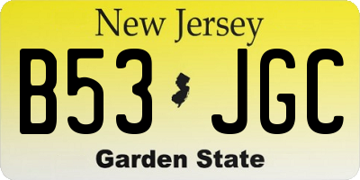NJ license plate B53JGC