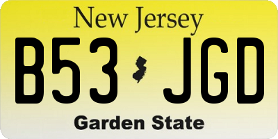 NJ license plate B53JGD