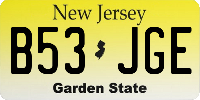 NJ license plate B53JGE