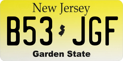 NJ license plate B53JGF
