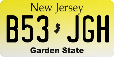 NJ license plate B53JGH