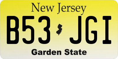 NJ license plate B53JGI