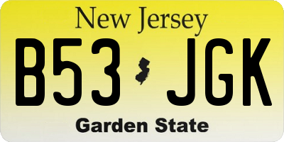 NJ license plate B53JGK