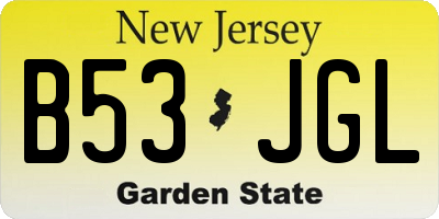 NJ license plate B53JGL