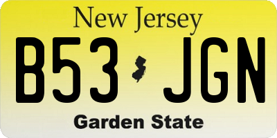 NJ license plate B53JGN