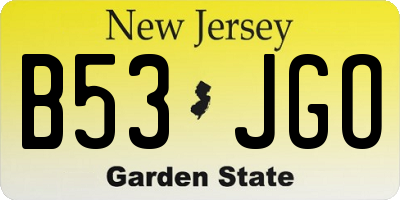 NJ license plate B53JGO