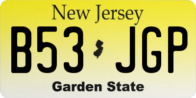 NJ license plate B53JGP