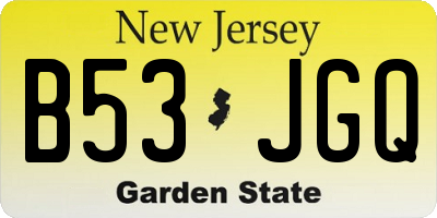 NJ license plate B53JGQ