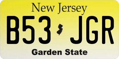 NJ license plate B53JGR