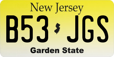 NJ license plate B53JGS