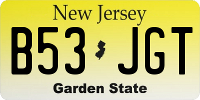 NJ license plate B53JGT
