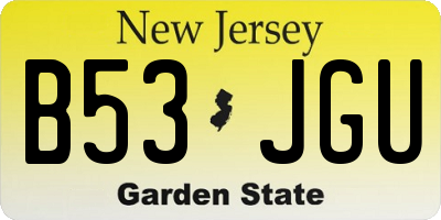 NJ license plate B53JGU