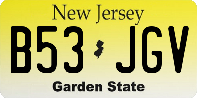 NJ license plate B53JGV