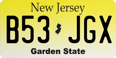 NJ license plate B53JGX
