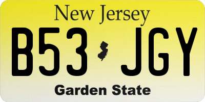 NJ license plate B53JGY