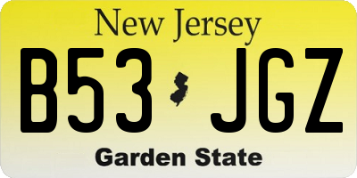 NJ license plate B53JGZ